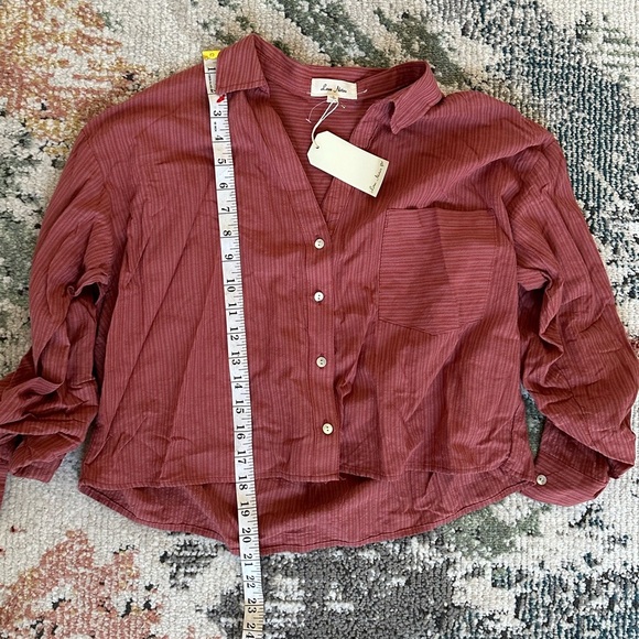 New Texas Boutique Cropped Button Down Blouse Women’s Sz Small Cotton Rayon - Picture 2 of 10